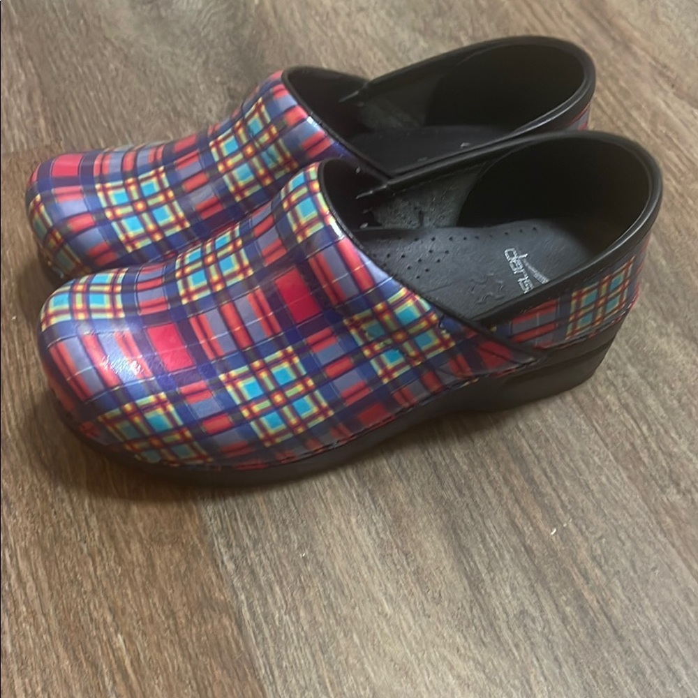 Dansko Red and Blue Slippers Vibrant Comfort